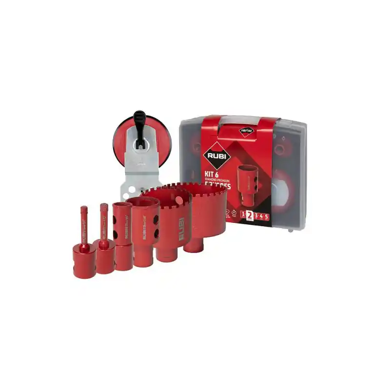 Kit 6 trépans diamantés Rubi 51929 Drygres Premium D6/8/20/35/50/68mm