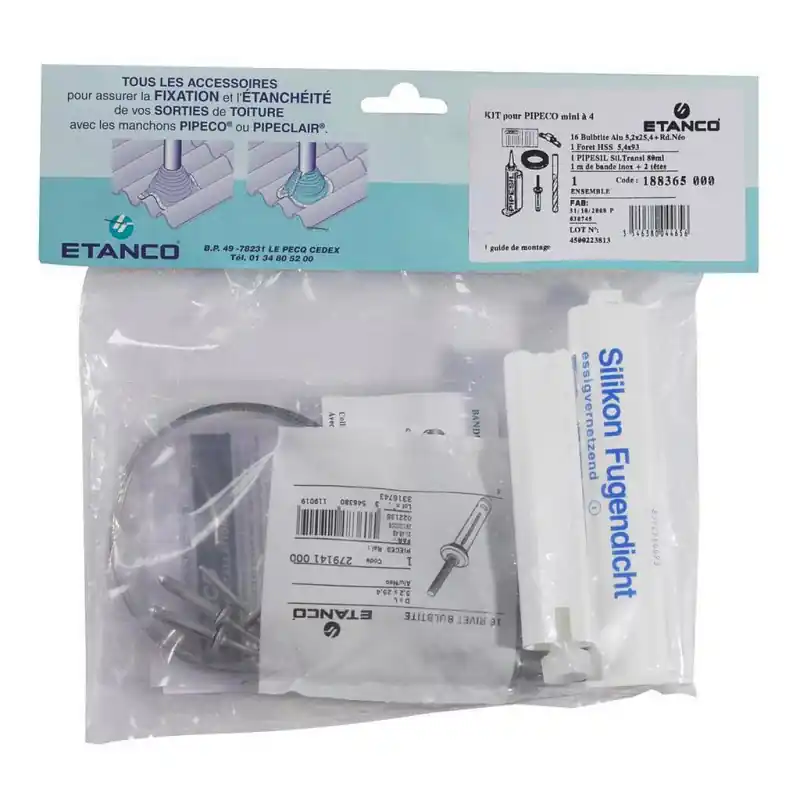 Kit bac acier TEN 205010 avec 16 vis 1 pipesil et bande inox