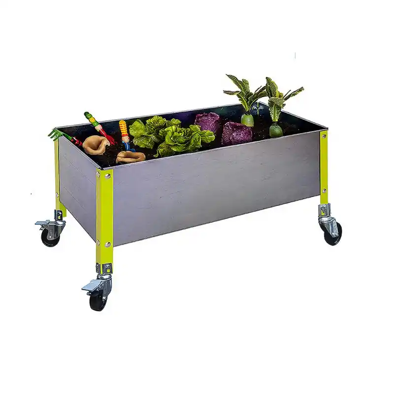 Jardinière Simon Rack Urban mobile en métal galva verte 120x40cm 70l