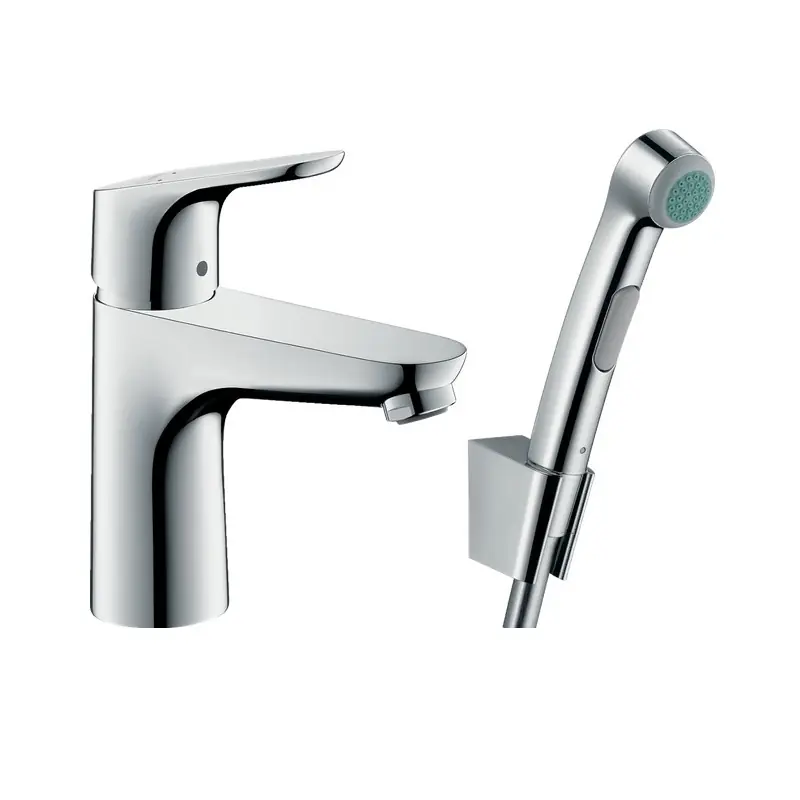 Set mitigeur lavabo avec douchette bidette Hansgrohe Focus E2 chromé