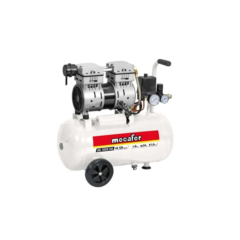 Compresseur Mecafer silencieux 24L 1HP 65L/min