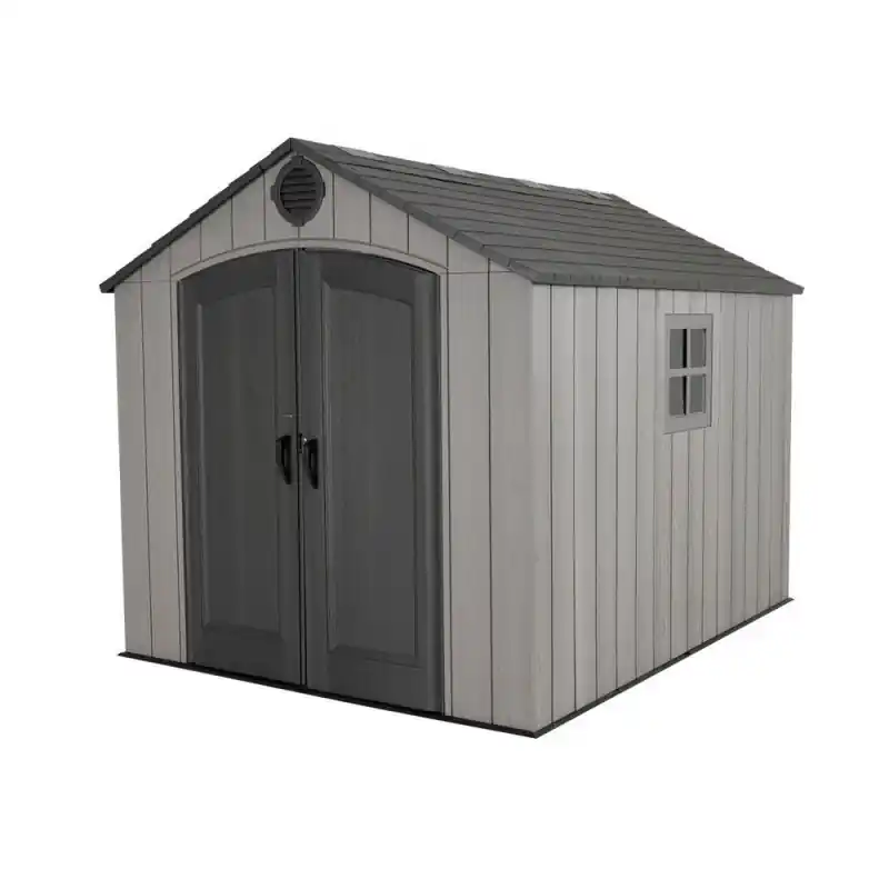 Abri Habrita AP2430BO résine PEHD imitation bois 7,44m2 toit 2 pentes