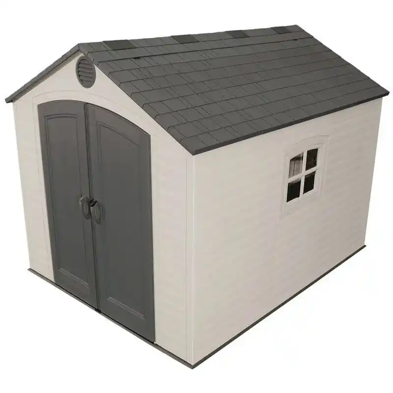 Abri Habrita AP2430BA résine PEHD imitation bardage 7,44m2 toit 2 pentes