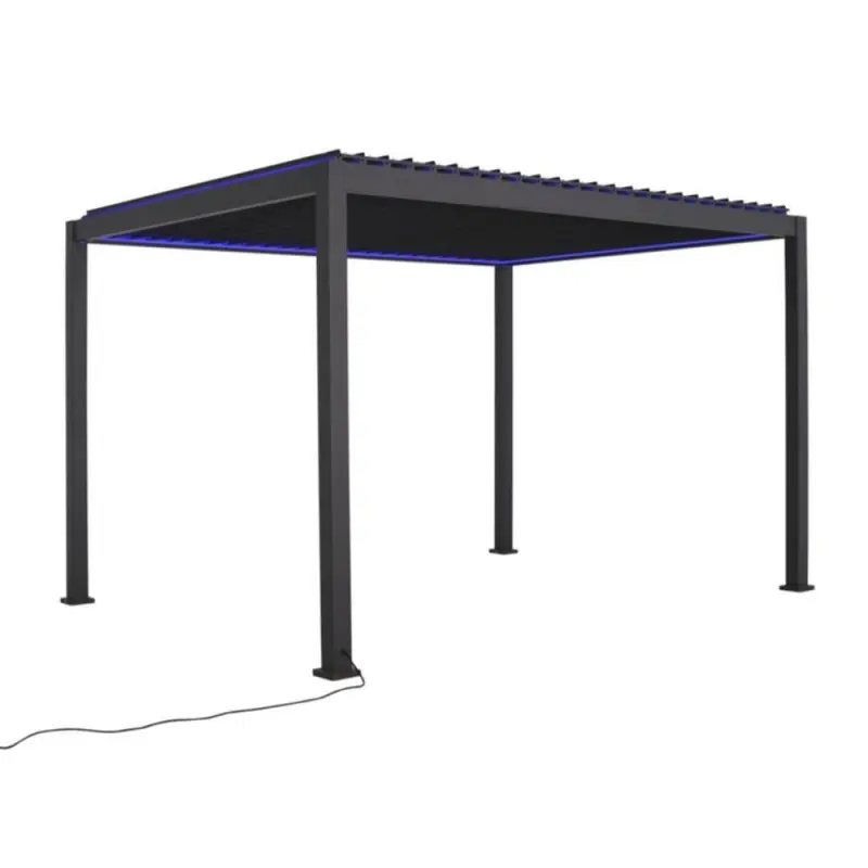 Pergola Habrita PER3040BIELEC alu 12m2 ventelles électriques ruban Led