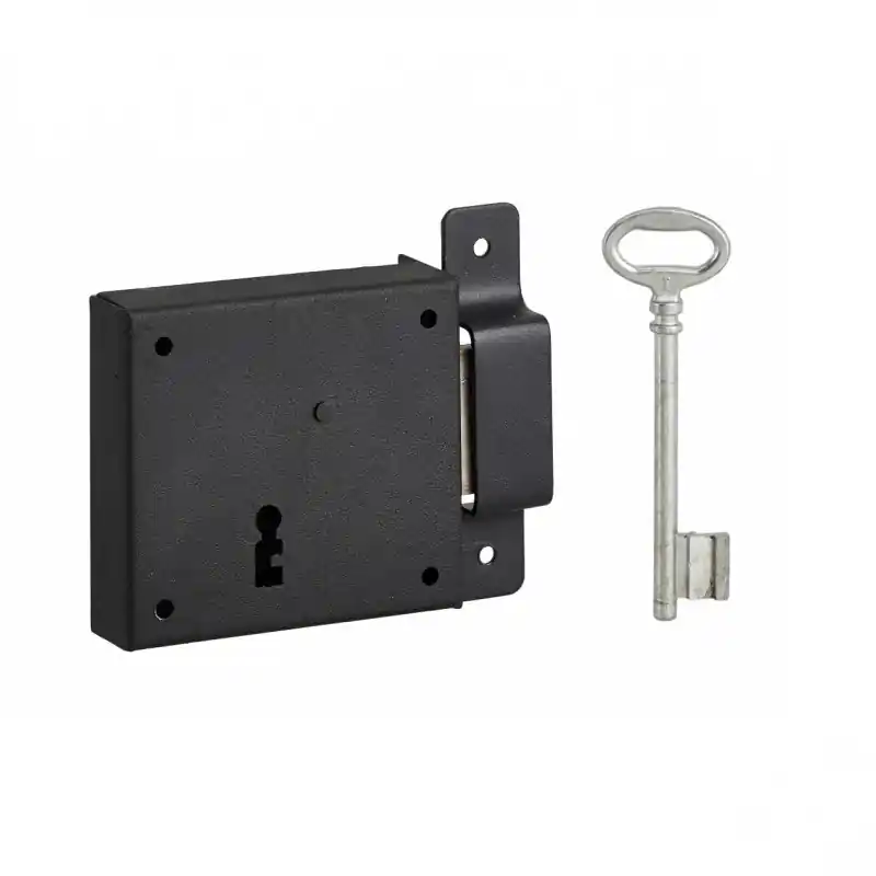 Serrure Thirard horizontale en applique droite 85x76mm noir 1 clé