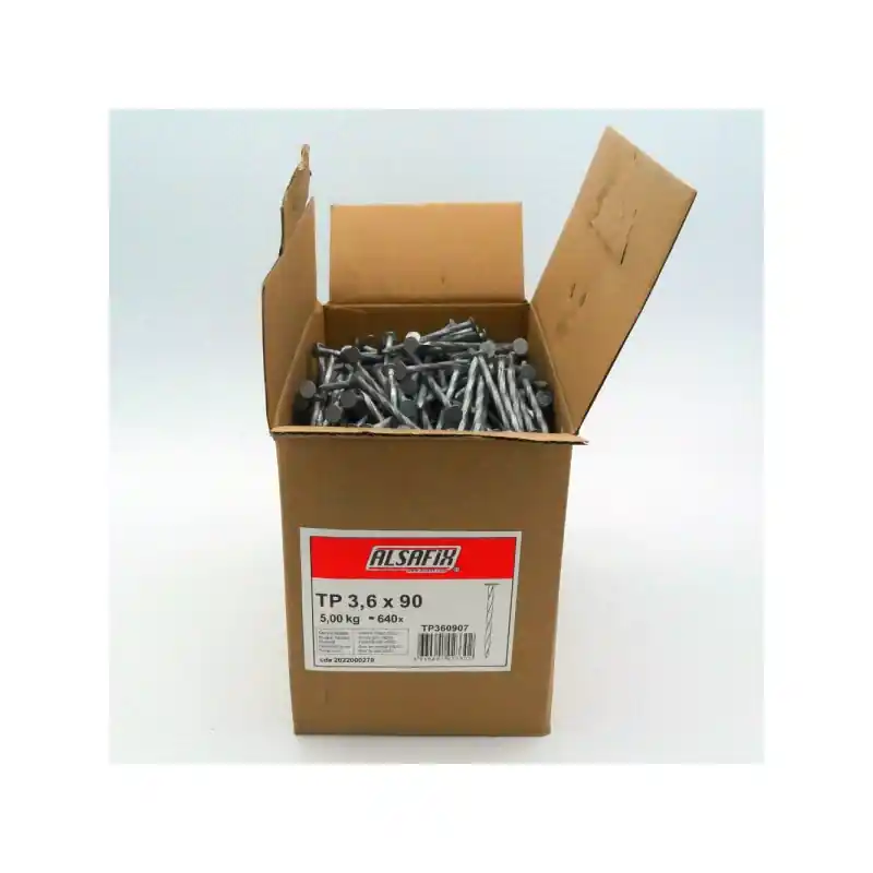 5 kg de pointes Alsafix TP CT HDG 3,6x90 tête plate carré torsadée