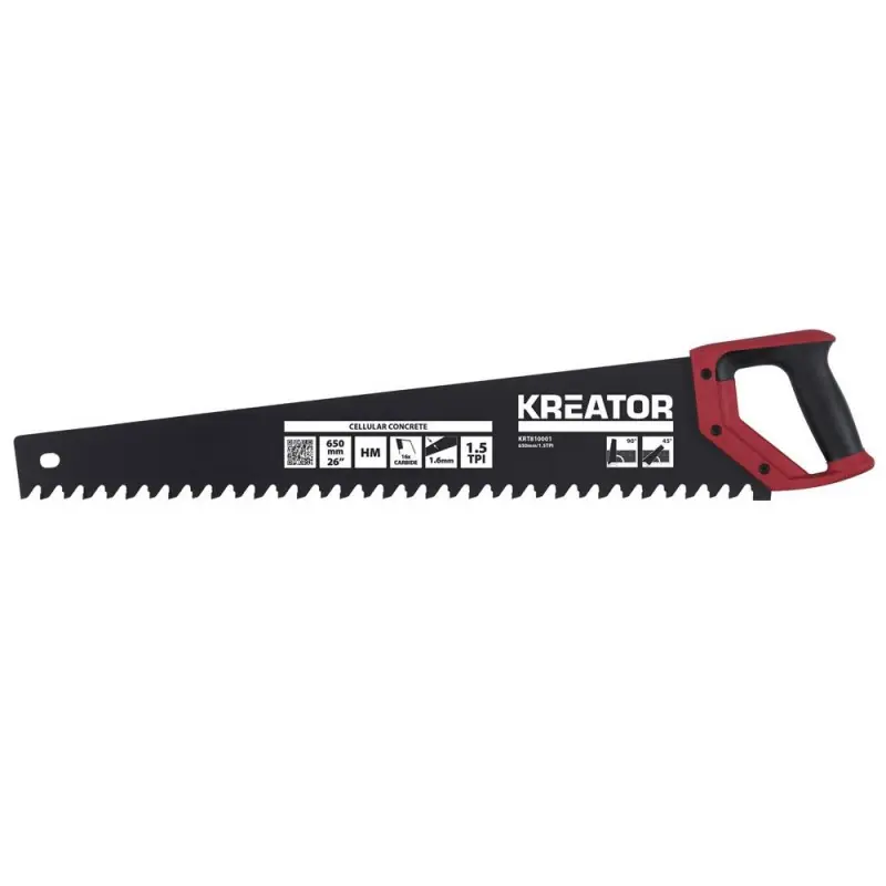Scie égoïne Kreator béton cellulaire 1,5 tpi 1 dent sur 2 au carbure