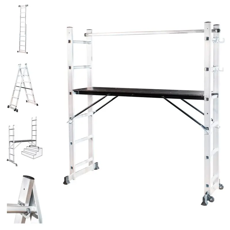 Scaffoldax2x6, Échelle pliante multi-usage, échafaudage avec plateforme