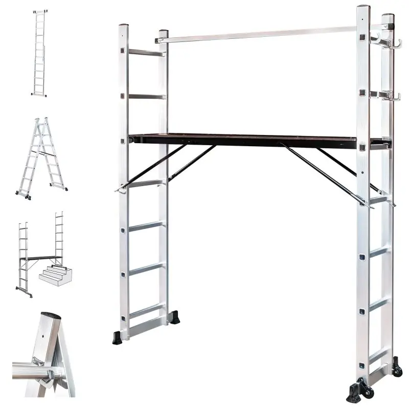 Scaffoldax2x7, Échelle pliante multi-usage, échafaudage avec plateforme