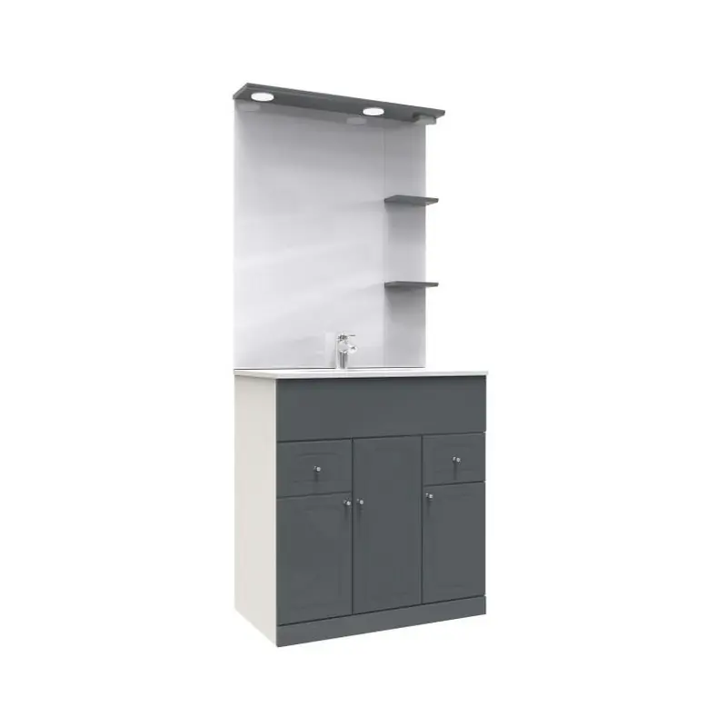 Meuble à poser Ondée TOLEDE 80cm gris pvc brillant