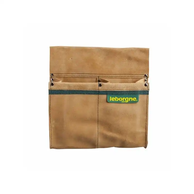 Porte outils Leborgne double poche en croute de cuir