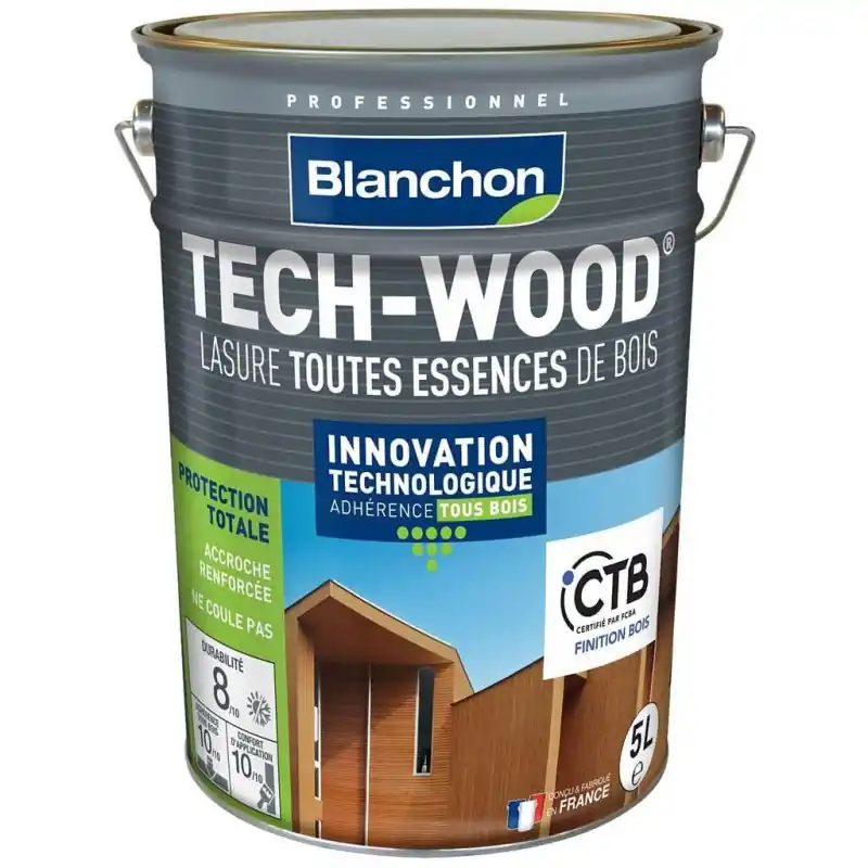 Lasure Blanchon Tech-Wood 5L chêne moyen pour toutes essences de bois
