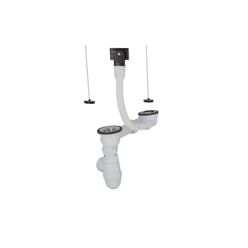 Vidage complet plastique Nicoll C5911 pour éviers inox 2 cuves