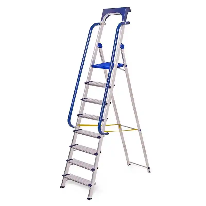Escabeau 8 marches SECURE pro alu sécurisé plateforme 182cm Hostrom