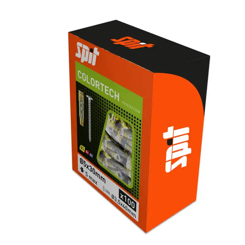 Boîte de 100 Chevilles Spit bi-matière universelles 5x30 COLORTECH
