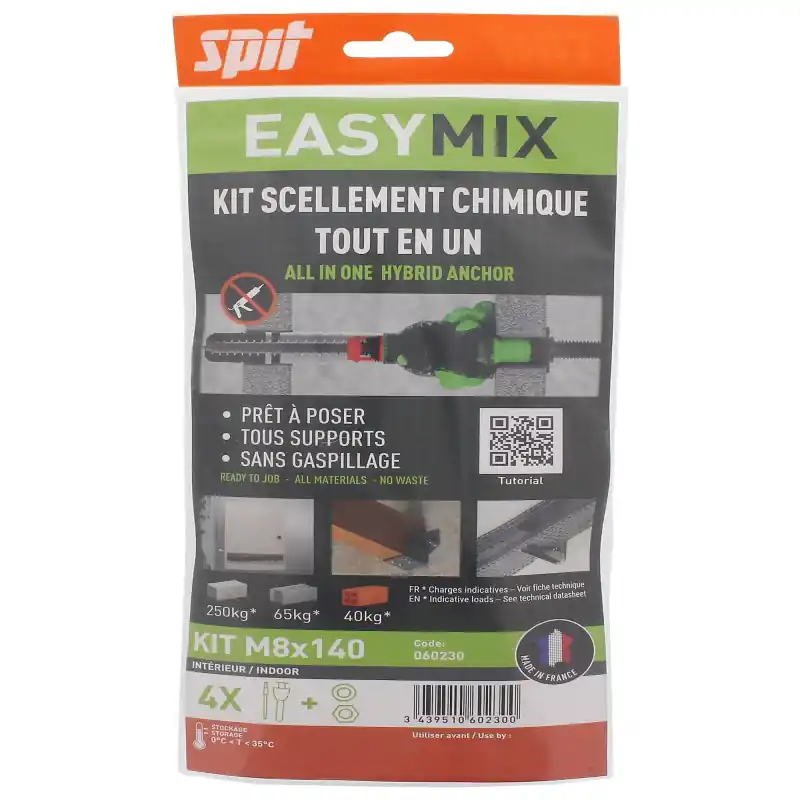 Cheville Spit EasyMix M8x140/30 Blister de 4 pièces D16mm