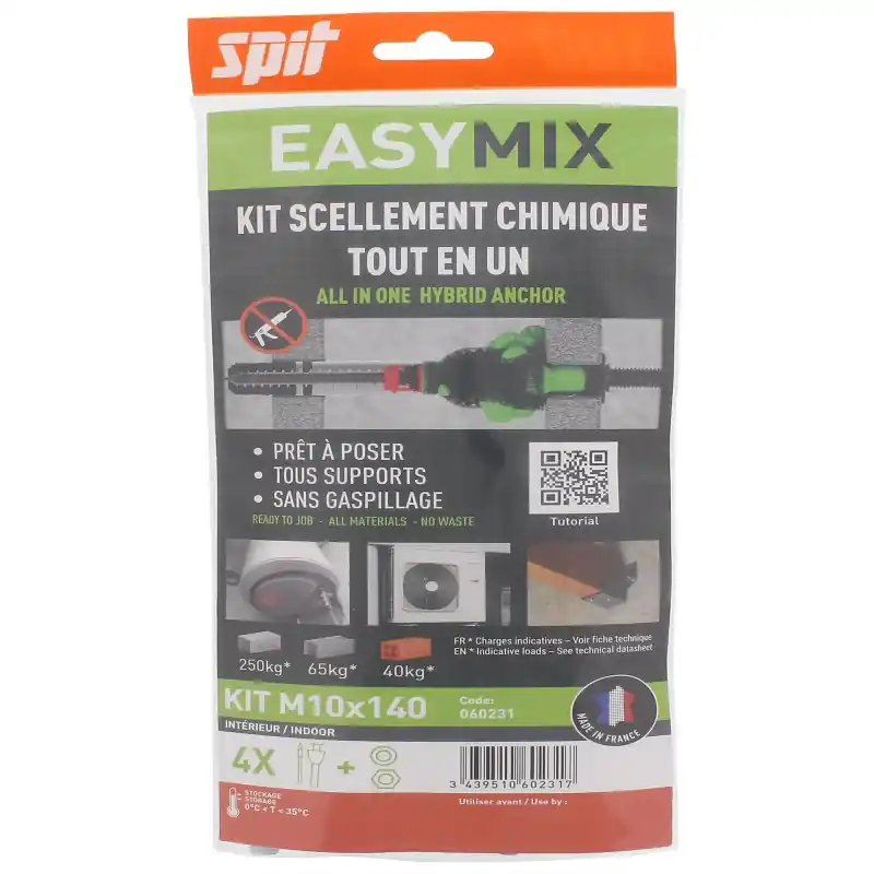 Cheville Spit EASYMIX M10x140/30 Blister de 4 pièces D16mm