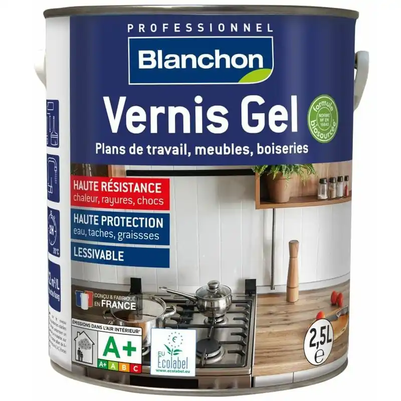 Vernis Blanchon Gel Biosourcé incolore 2,5L intérieur haute résistance