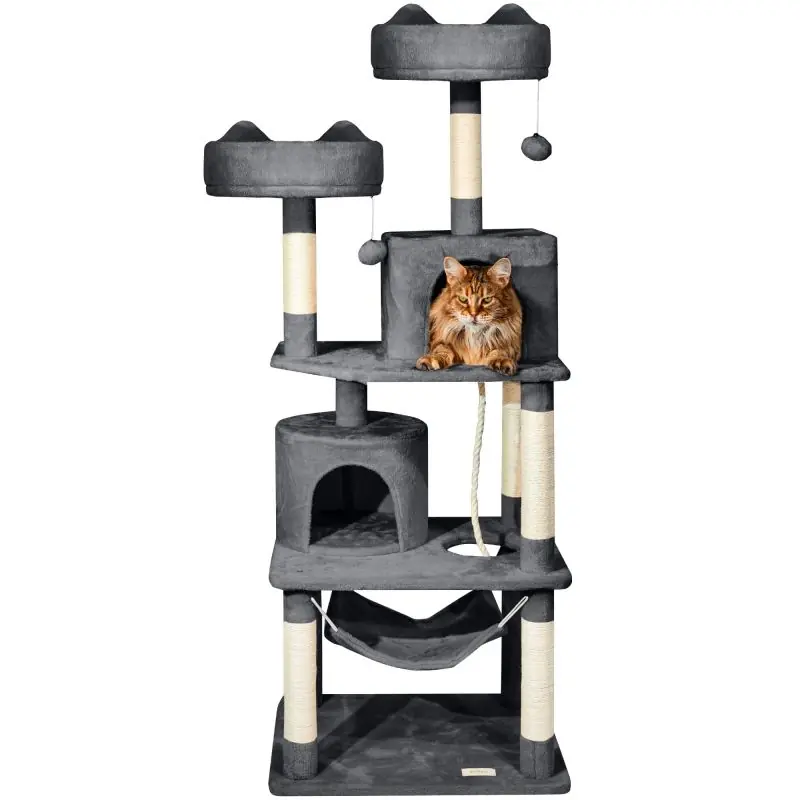 Arbre a chat gris foncé H 158cm, PAITSY