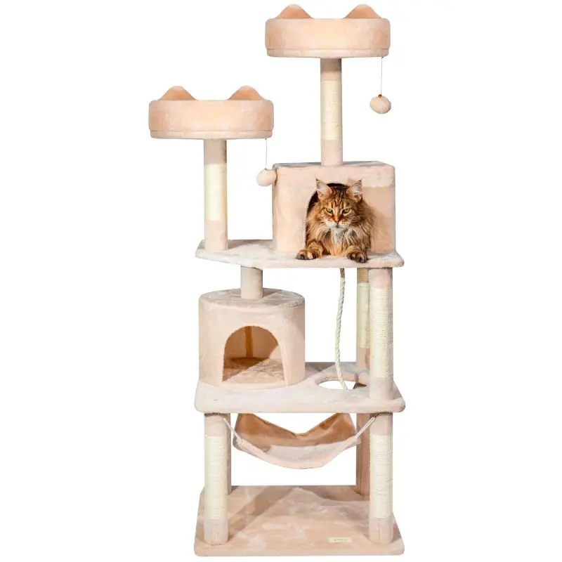 Arbre a chat beige H 158cm, PAITSY