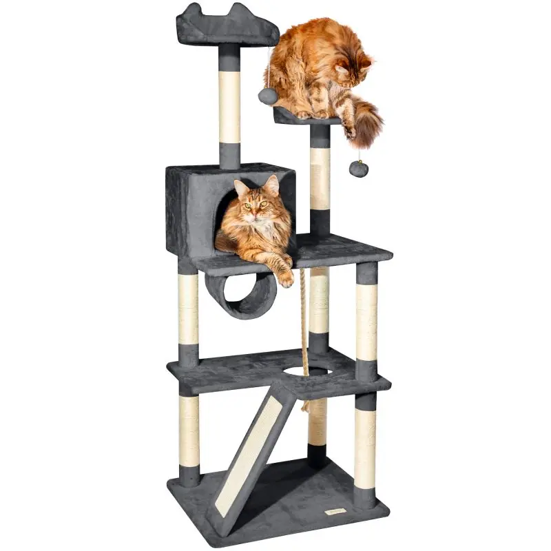 Arbre a chat gris foncé H 150cm, PAITSY