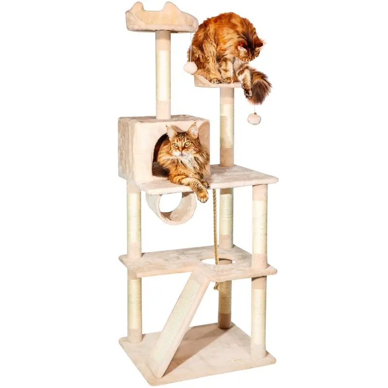 Arbre a chat beige H 150cm, PAITSY