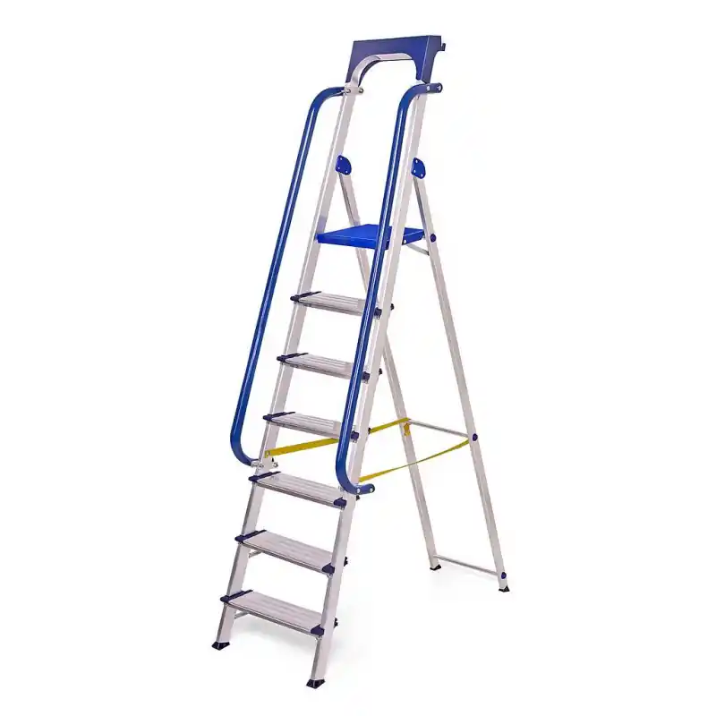 Escabeau 7 marches SECURE pro alu sécurisé plateforme 158cm Hostrom