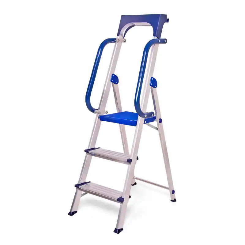 Escabeau 3 marches SECURE pro alu sécurisé plateforme 66cm Hostrom