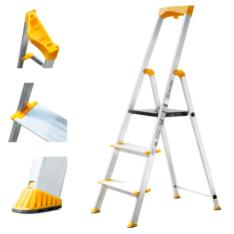 Escabeau 3 marches KOMSTAX3, aluminium, Hostrom