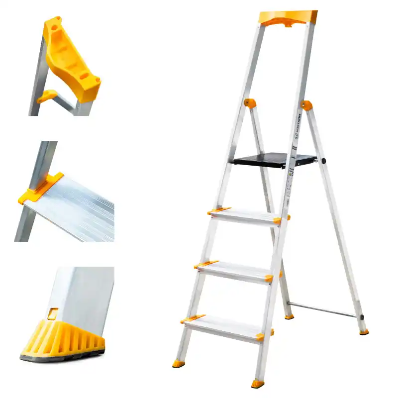 Escabeau 4 marches KOMSTAX4, aluminium, Hostrom