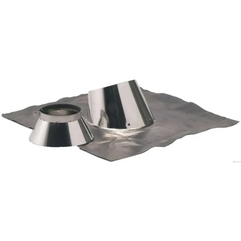 Solin inox 5° à 30° avec collet TEN D130/180mm avec bavette 800x800mm