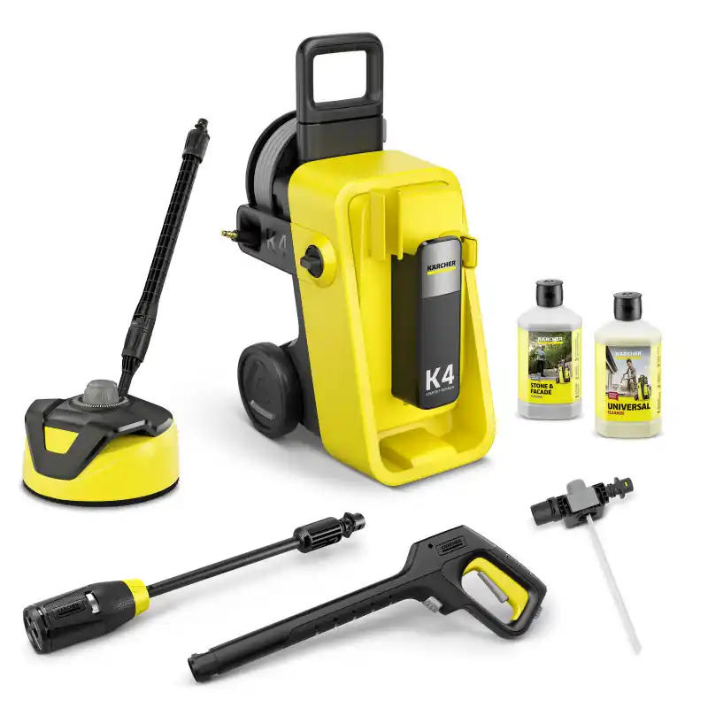 Hochdruckreiniger 130bar 1800W 420L/h mit Schlauchtrommel und Flächenreiniger K 4 Comfort Premium Home Karcher