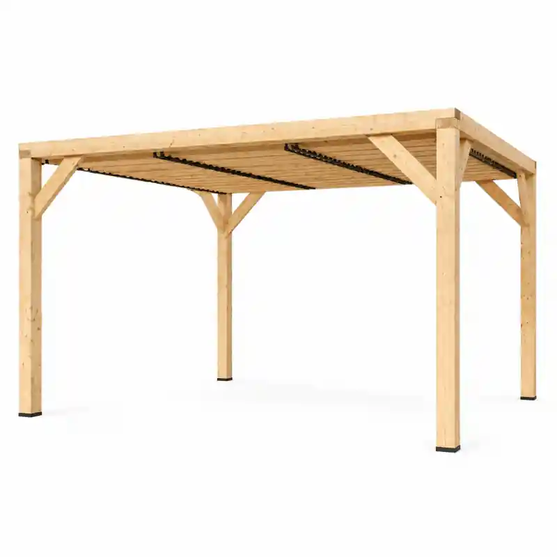 Auvent en Bois Douglas 10,50 m2 Ventelles Orientables Toit, Foresta