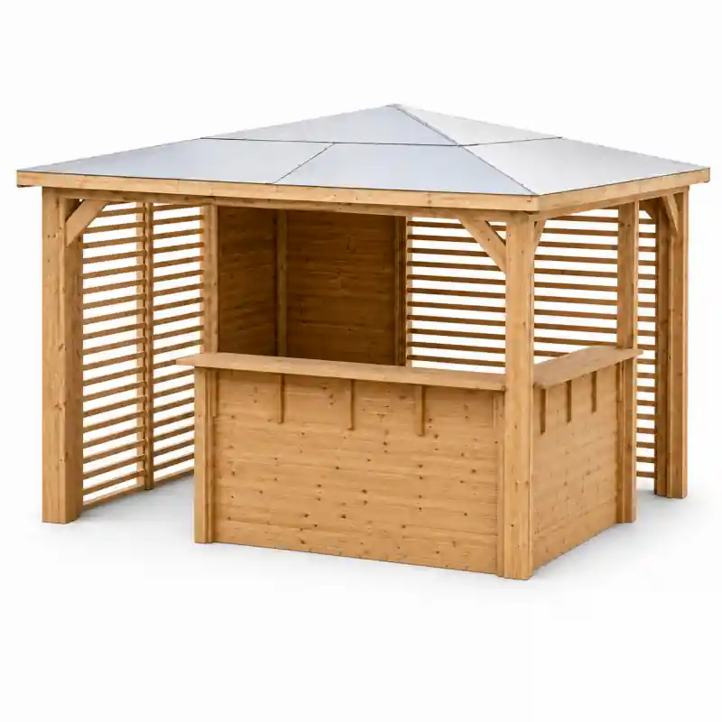 Pool House en Bois Thermochauffee THT 12,32 m2 2 Comptoirs, Foresta