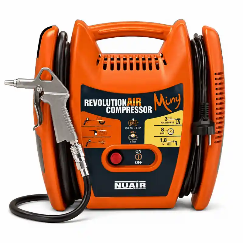 Compresseur Silencieux Sans Huile 6L 10 bar 1000W et 61 dB, Mecafer