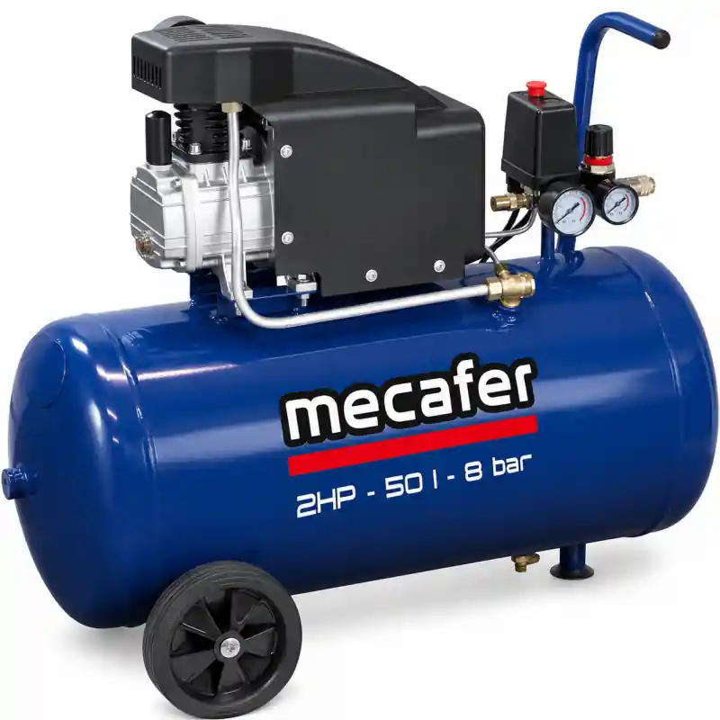 Compresseur Lubrifie a Piston 2 HP 8 bar Cuve de 50 L Compact, Mecafer