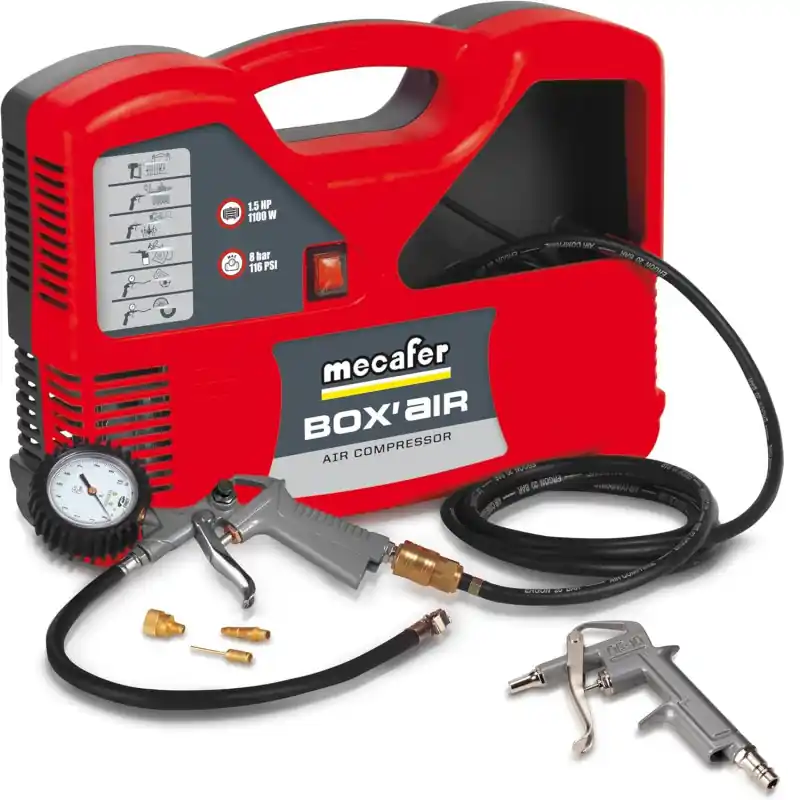 Compresseur 1.5 HP 8 bar Debit 180 L par min Sonore 97 dB, Mecafer