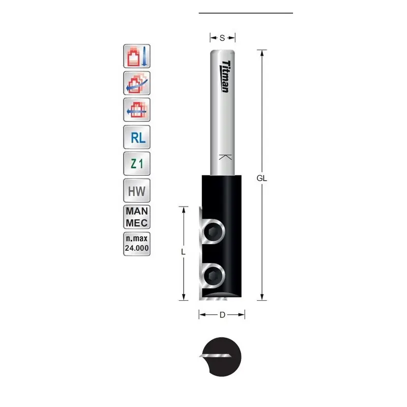 Replacement tip Straight bit Z1 D12 S8mm