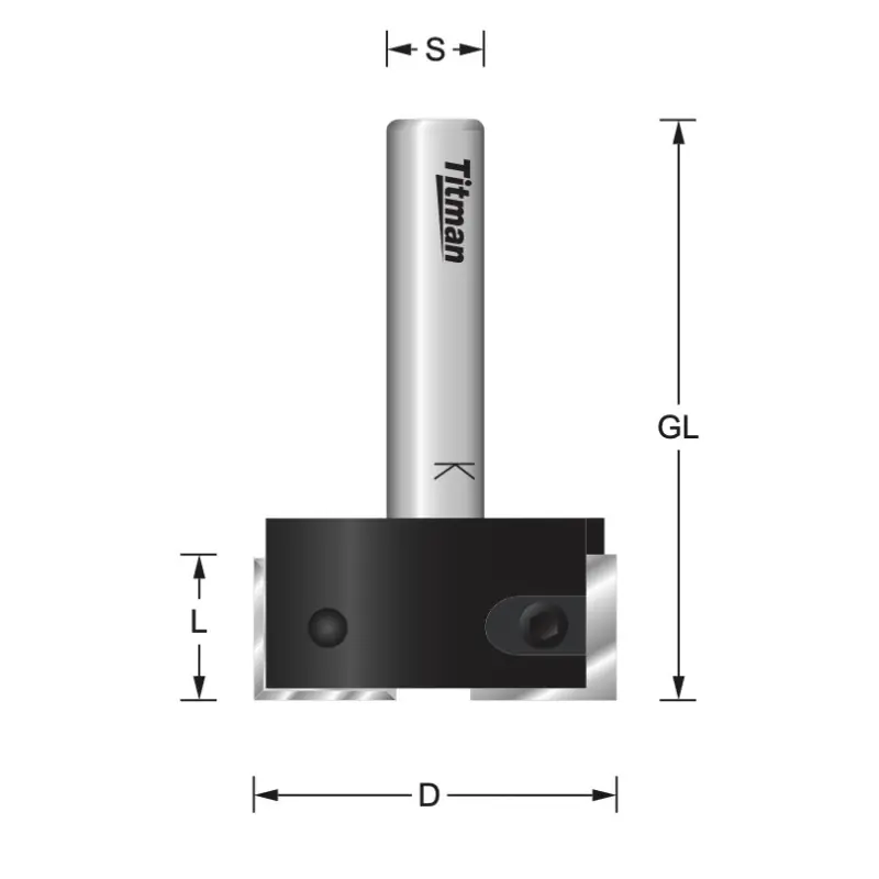 Titman Fraise à surfacer 30mm avec lames interchangeables et arbre de 8 mm