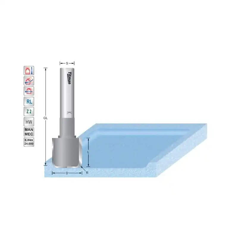 Guttering profile cutter D16 R5 for solid surface