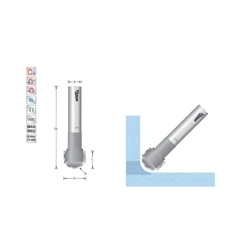 Coving cutter with 90 degrees tangential outlet for solid surface