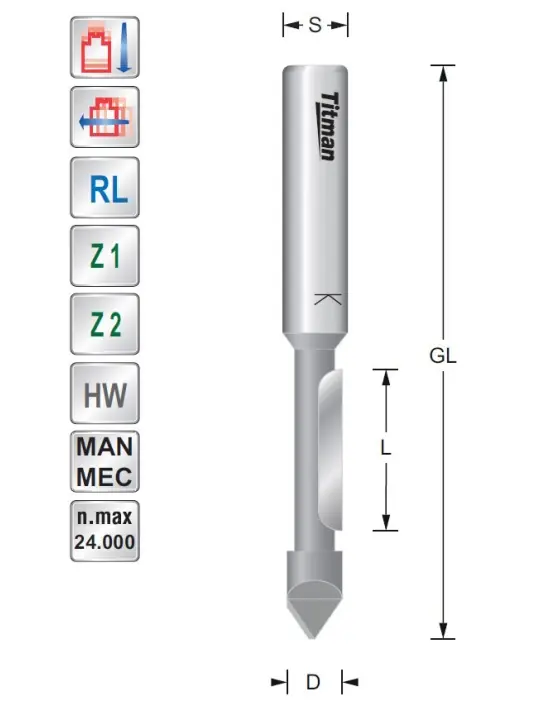 Plunge and trim cutter D6,3 S8 mm
