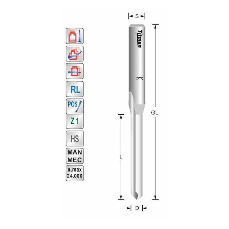 Water slot cutter D5 GL100 S8mm for plastic and aluminium