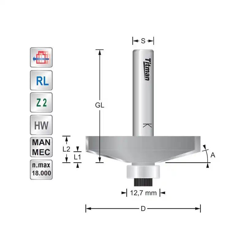 Bevel cutter 35° S8mm