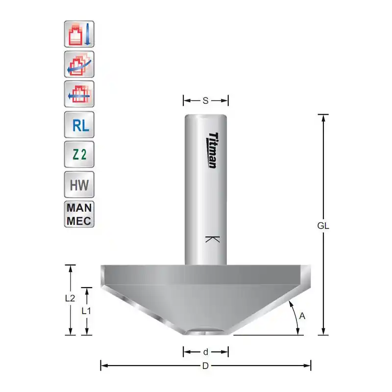 Bevel cutter 45° S12mm heavy duty