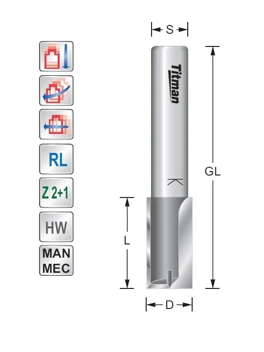 Straight bit D35 L25 S12mm