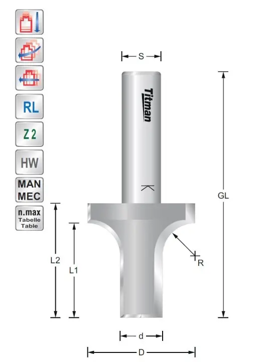 Rounding and formatting cutter D38 R12.7 S12mm
