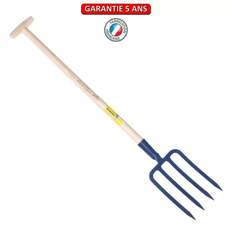 Fourche à bêcher à douille 27 cm, 4 dents triangulaires manche béquille 95.