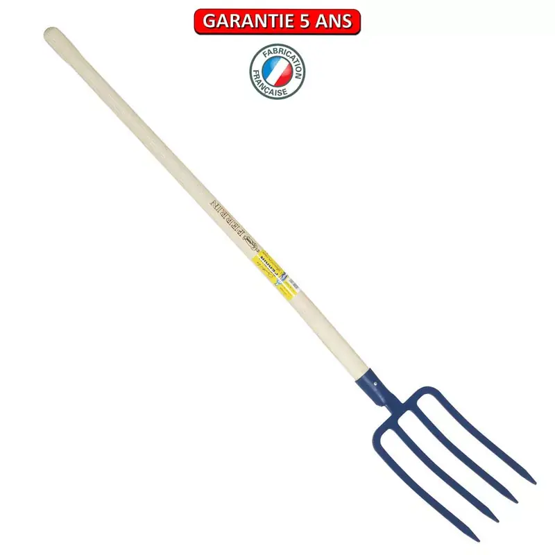 Fourche à bêcher à douille 29 cm, 4 dents triangulaires. Emmanché cintré 95.