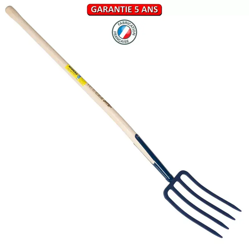 Fourche à bêcher à soie, 4 dents triangulaires 30 cm. Emmanché pomme 105.